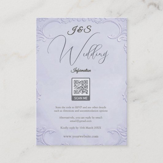 Classic Purple Floral Wedding Enclosure Card エンクロージャーカード (正面)