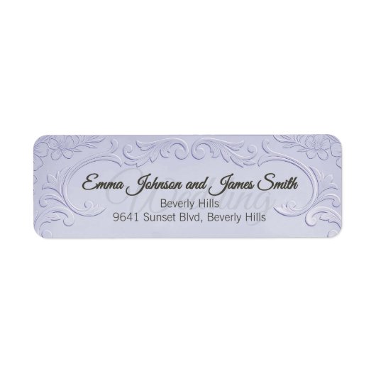 Classic Purple Floral Wedding Return Labble  ラベル (正面)
