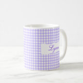 Classic Purple Gingham Personalized Name コーヒーマグカップ (正面右)