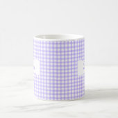 Classic Purple Gingham Personalized Name コーヒーマグカップ (中央)