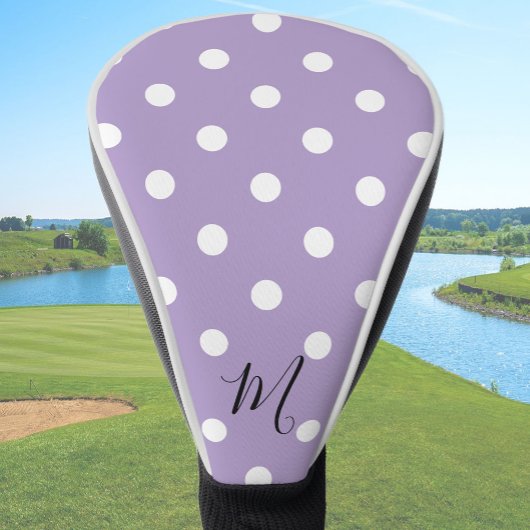 Classic Purple Pattern Monogram Polka Dots ゴルフヘッドカバー