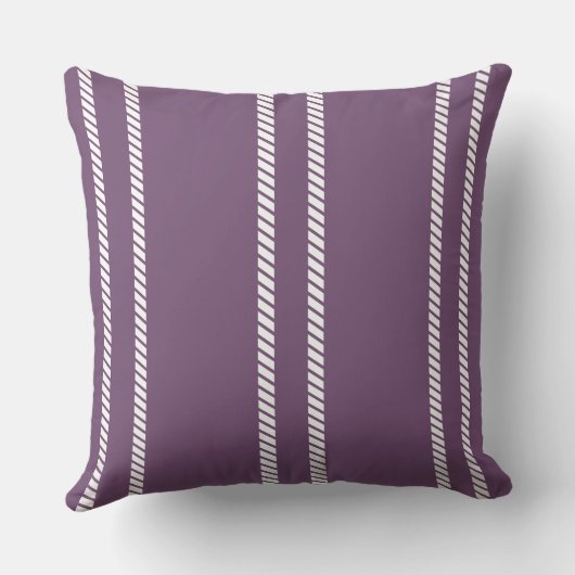Classic Purple Plum with Stripes Throw Pillow クッション (裏面)
