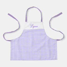 Classic Purple & White Gingham | Personalized Name エプロン