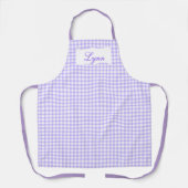 Classic Purple & White Gingham | Personalized Name エプロン (正面)