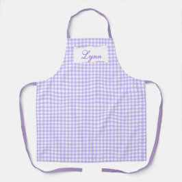 Classic Purple & White Gingham | Personalized Name エプロン
