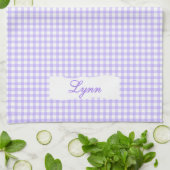 Classic Purple & White Gingham | Personalized Name キッチンタオル (折り畳み)