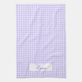 Classic Purple & White Gingham | Personalized Name キッチンタオル (縦)