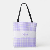 Classic Purple & White Gingham | Personalized Name トートバッグ (裏面)