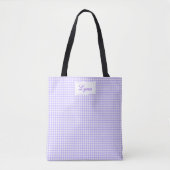 Classic Purple & White Gingham | Personalized Name トートバッグ (正面)