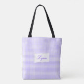 Classic Purple & White Gingham | Personalized Name トートバッグ (裏面)