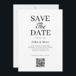 Classic QR Code Photo Wedding Save The Date 招待状<br><div class="desc">Classic QR Code Photo Wedding Save The Date Invitation. Our 'Save the Date' wedding card will capture the soul of your impending special day. This card has a full-size photo on the front, providing a personal and intimate preview of your wedding. The wonderfully created header "Save the Date" overlays your...</div>