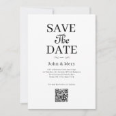 Classic QR Code Photo Wedding Save The Date 招待状 (正面)