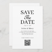 Classic QR Code Photo Wedding Save The Date 招待状 (正面/裏面)
