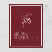 Classic QR Code Wedding Details Deep Red Old Money エンクロージャーカード (裏面)