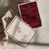 Classic QR Code Wedding Details Deep Red Old Money エンクロージャーカード