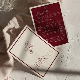 Classic QR Code Wedding Details Deep Red Old Money エンクロージャーカード