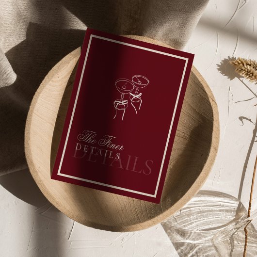 Classic QR Code Wedding Details Deep Red Old Money エンクロージャーカード