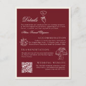 Classic QR Code Wedding Details Deep Red Old Money エンクロージャーカード (正面)