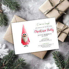 Classic quirky pink santa holiday invitation 招待状