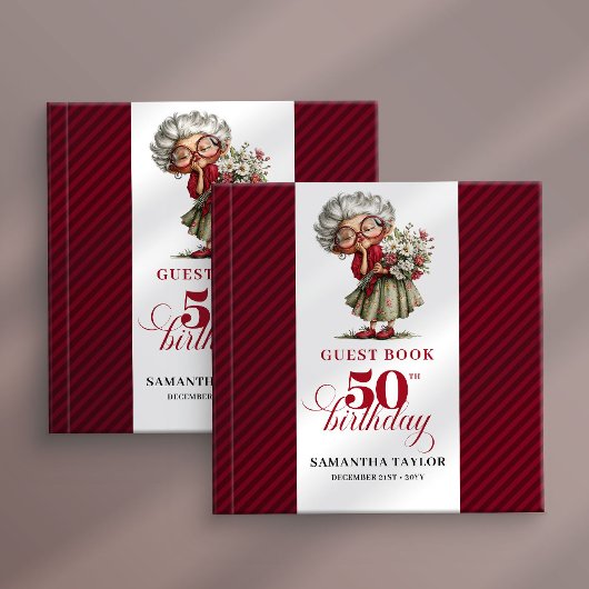 Classic Quirky Woman 50th Birthday Whimsical  ゲストブック