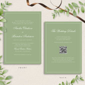 Classic Real Sage Green Border Wedding QR Code 招待状