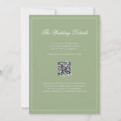 Classic Real Sage Green Border Wedding QR Code 招待状 (裏面)