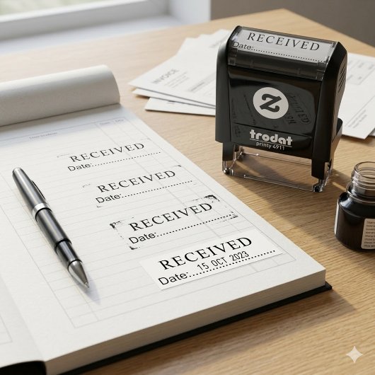 Classic Received and Date Stamp for Office Use セルフインキングスタンプ
