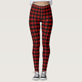 Classic red and black buffalo plaid patterned レギンス (正面)