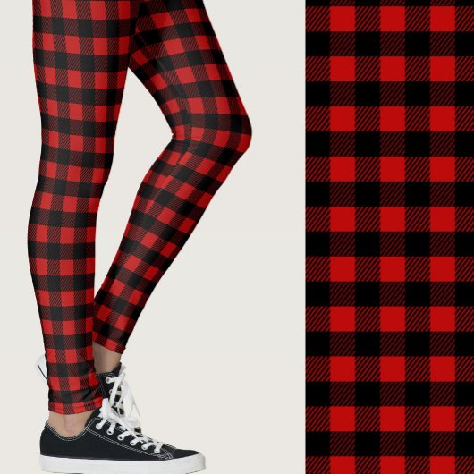 Classic red and black buffalo plaid patterned レギンス
