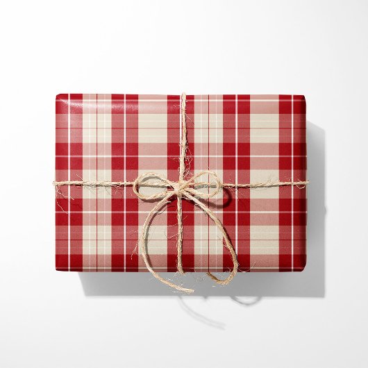 Classic Red and Cream Plaid Wrapping Paper ラッピングペーパー
