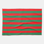Classic Red and Green Christmas Stripes キッチンタオル (横)
