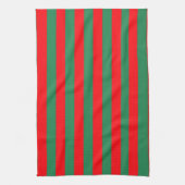 Classic Red and Green Christmas Stripes キッチンタオル (縦)