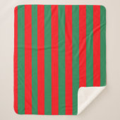Classic Red and Green Christmas Stripes シェルパブランケット (正面)