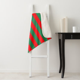 Classic Red and Green Christmas Stripes シェルパブランケット