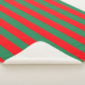 Classic Red and Green Christmas Stripes シェルパブランケット (3/4)