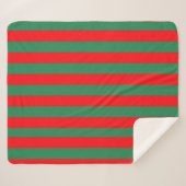 Classic Red and Green Christmas Stripes シェルパブランケット (正面(横))