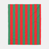 Classic Red and Green Christmas Stripes フリースブランケット (正面)