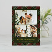 Classic Red and Green & Photo Collage Christmas 箔シーズンカード (立ち正面)