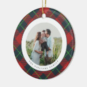 Classic Red and Green Plaid Family Photo Holiday セラミックオーナメント (左)