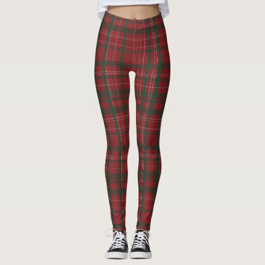 Classic Red and Green Tartan Plaid レギンス (正面)