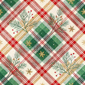 Classic red and green watercolor plaid gift wrap ラッピングペーパー