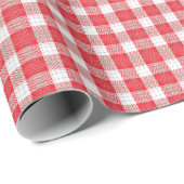 Classic Red and White Gingham Check Picnic ラッピングペーパー (ロールコーナー)