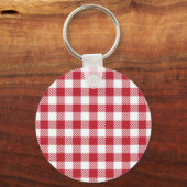 Classic Red and White Gingham Checkered Pattern キーホルダー (裏面)