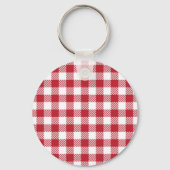 Classic Red and White Gingham Checkered Pattern キーホルダー (裏面)