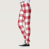 Classic Red and White Gingham Checkered Pattern レギンス (左)