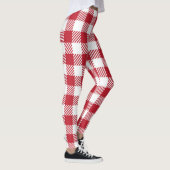 Classic Red and White Gingham Checkered Pattern レギンス (右)