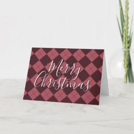 Classic Red Argyle "Merry Christmas" Non-Photo カード