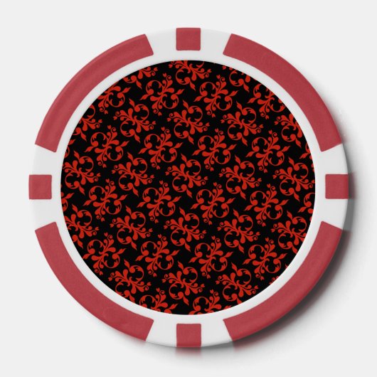 Classic Red Black Pattern ポーカーチップ (正面)