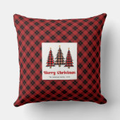 Classic Red Black Plaid Christmas Trees Pillow クッション (裏面)