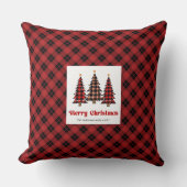 Classic Red Black Plaid Christmas Trees Pillow クッション (正面)